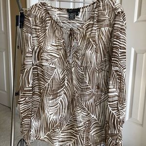 BCBG Max Azria flowy sheer silk zebra top, Size 0
